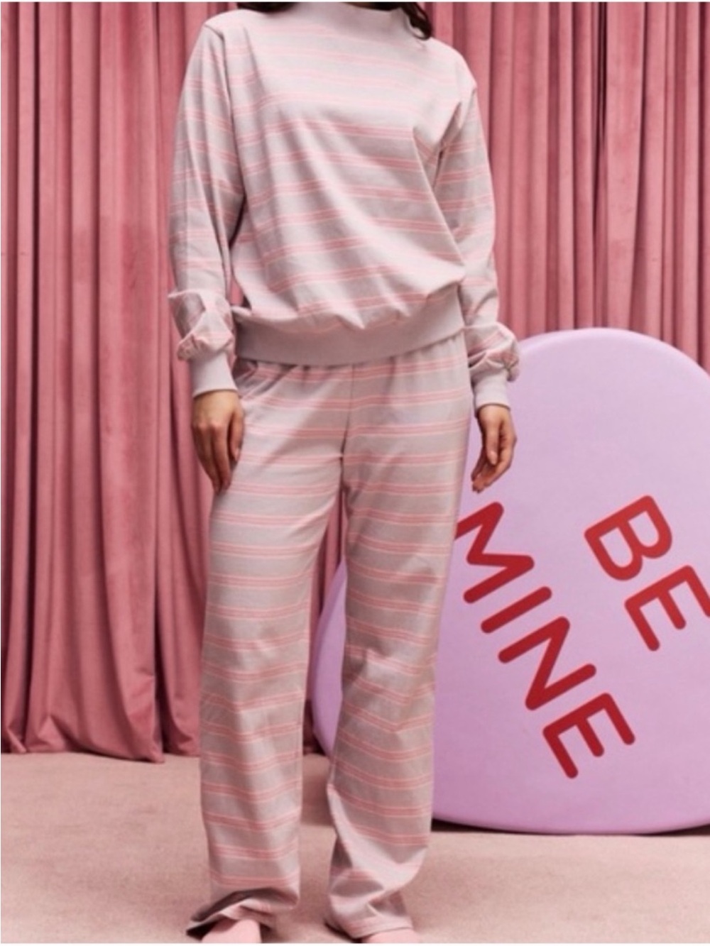 Cozy Pink Striped Lounge Pants & Top Set
